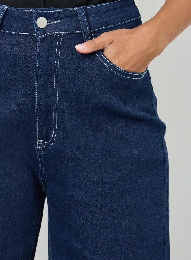 Styli Women Basic Straight Leg Washed Jeans